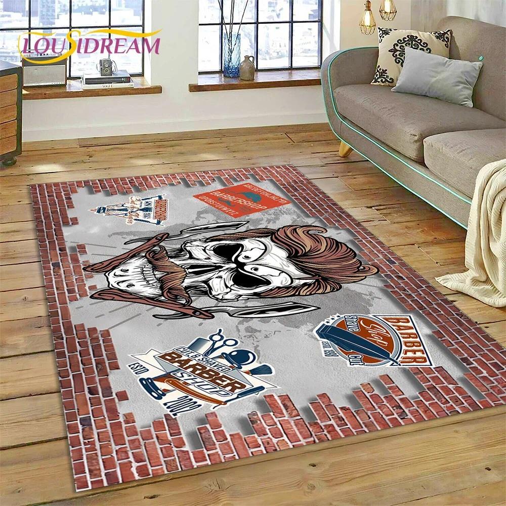 Vintage Barbershop Portrait Flannel Area Rug - Retro Hairstyle Salon Print Soft Mat for Barber Shop & Home, Non-Slip Man Cave Decor#BarbershopRug #VintagePortraitMat #RetroSalonDecor #ManCapeCarpet #NonSlipFlannelRug