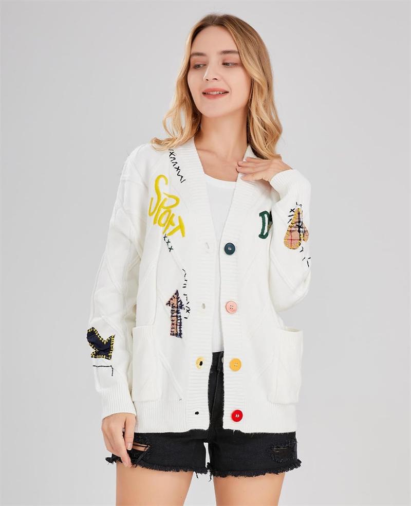 utcovo Women's Cable Knit Long Sleeve Open Front Cardigan Sheep V-Neck Button Down Embroidery Wool Blend Sweater Coat Outwear SpringStatements utcovo Women's Cable Knit Long Sleeve Open Front Cardigan Sheep V-Neck Button Down Embroidery Wool Blend Sweater Coat Outwear SpringStatements