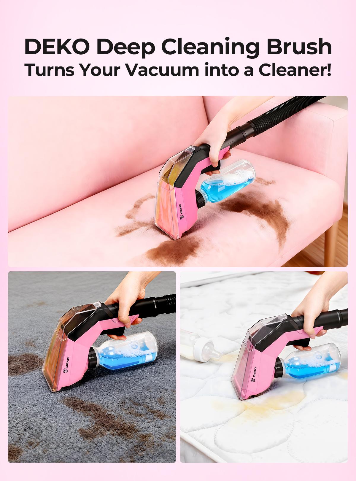 DEKO Deep Cleaning Brush Attachment — Requires Connection To A 32mm Or 35mm Wet/Dry Vacuum For Deep Cleaning. Three-Step Cleaning: Spray, Scrub, And Vacuum. Suitable For Sofas, Carpets, And Most Fabric Furniture. (Accessory Only, Vacuum Not Included)