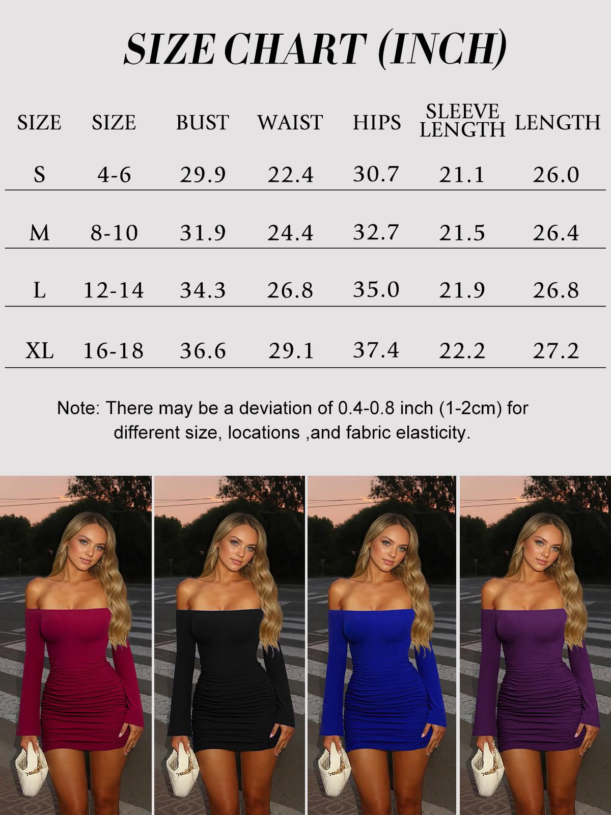 Women's Fall 2026 Long Sleeve Bodycon Mini Dress - Off Shoulder Ruched Figure Hugging Cocktail Party Club Dress, TikTok Viral Streetwear Style Minimalist Sizes run small Petite