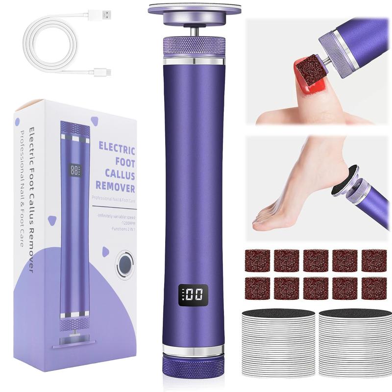 2 in 1 Electric Foot File, Rechargeable Foot Callus Remover, Professional Foot File Tool, Portable Foot Care Tool, Rechargeable Pedicure Tool