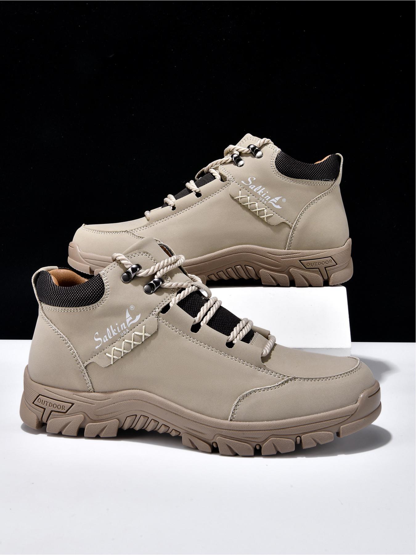 Men's High-Top Outdoor Hiking Boots, Non-Slip Wear-Resistant Work Boots, Lightweight Casual Trekking Shoes