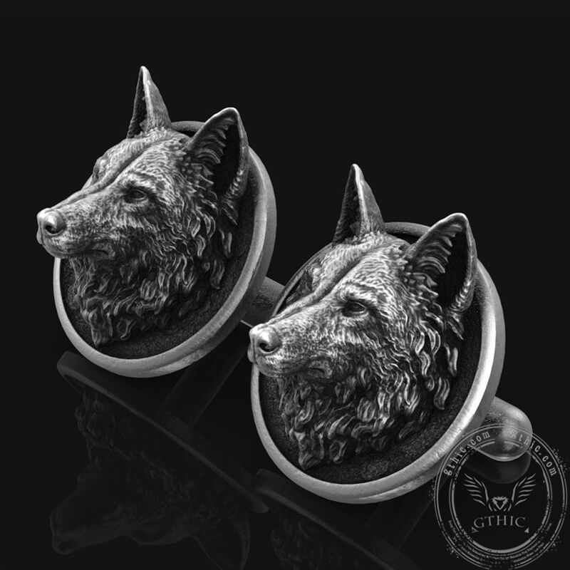 GTHIC Wolf Head Pure Tin Fixed Backing Cufflinks Fashion Animal Jewelry Accessories for Men Birthday Party