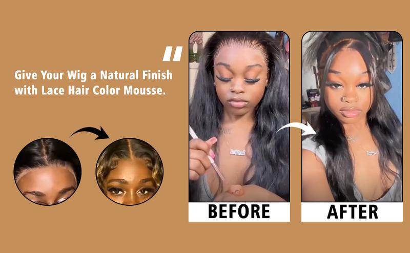 Lace Tint Mousse for Wigs - 16 Count, Natural Lace Color, Strong Hold, Melting Spray Long-Lasting Installation Glue Haircare Brush Edge Control Smooth