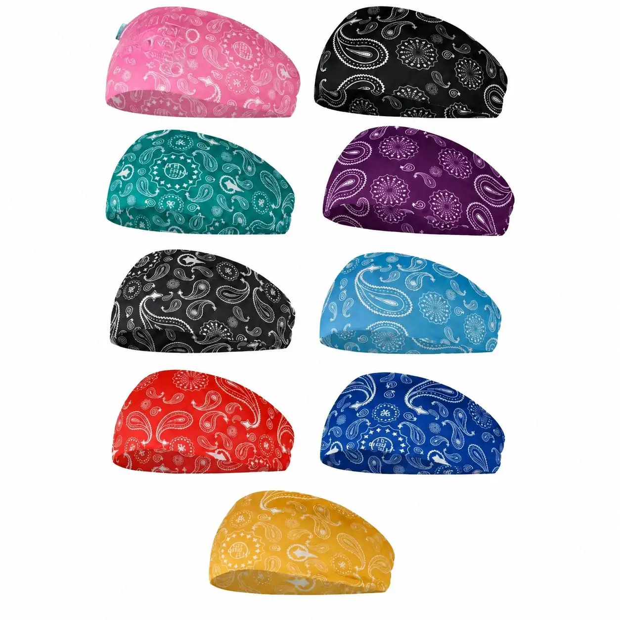 Unisex Stretchy Paisley-Print Bandana Sports Headbands - Breathable Cotton Blend, Sweat-Absorbing, Soft Elastic Fit for Active Sports, Yoga/Running, Casual Daily Wear