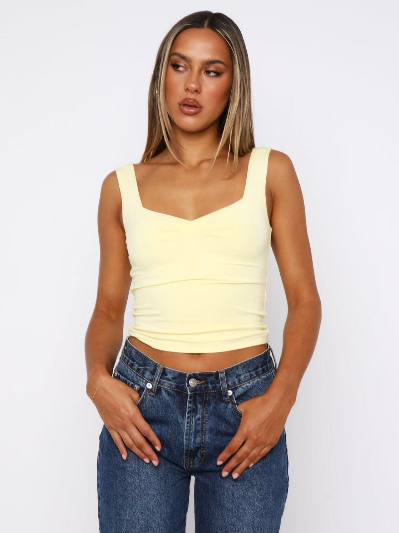 Women's Solid Color Tank Top, Elegant Fashion Casual Sleeveless Top for Daily Outdoor Wear, Women's Top for Summer, Solid Color Vest