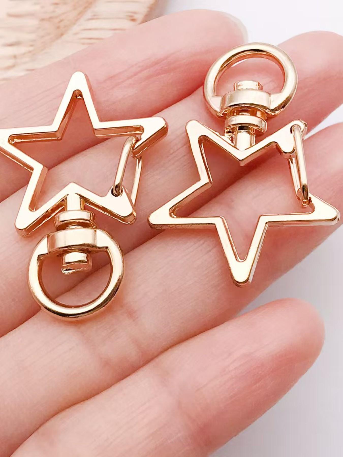 10pcs Metal Swivel Lobster Clasp Snap Hook, Key Rings, Star Shape Clasp, Durable & Versatile, Ideal for Jewelry Making & DIY Projects