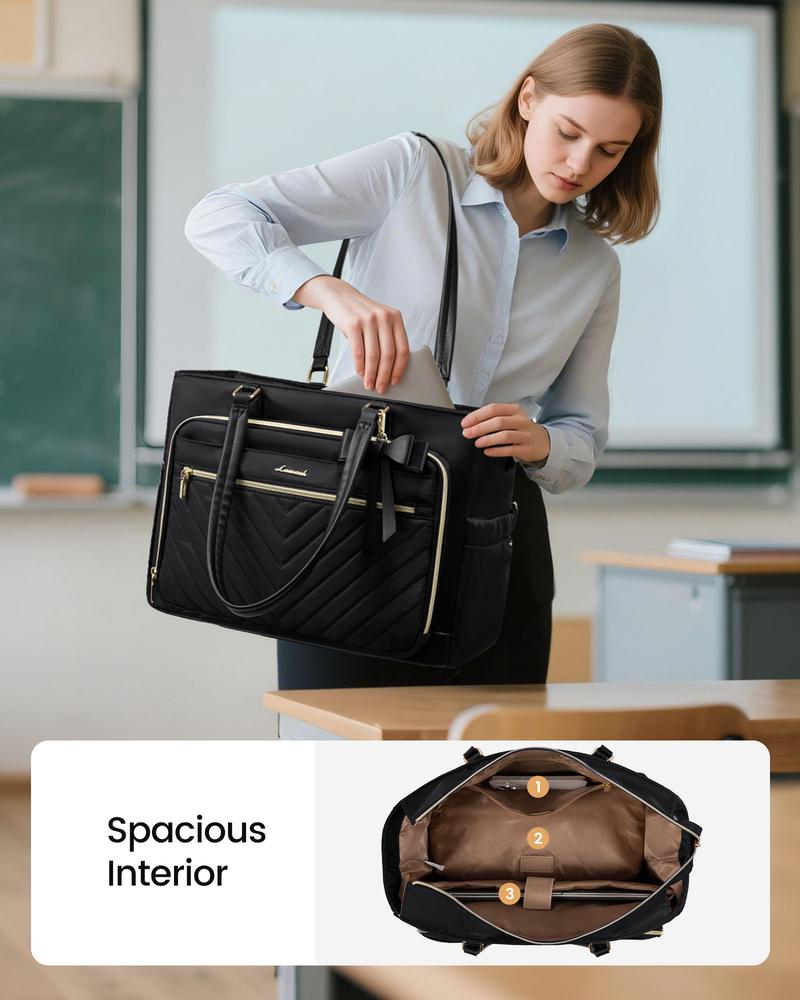 LOVEVOOK Lunch Tote Bag for Women,15.6 Inch&17.3 Inch Large Capacity Work Bag with Laptop Compartment, Teacher Tote Bag with Zipper, Handbag Insulated Bag Leakproof for Nurse, Office, College,TikTokShopStockUp