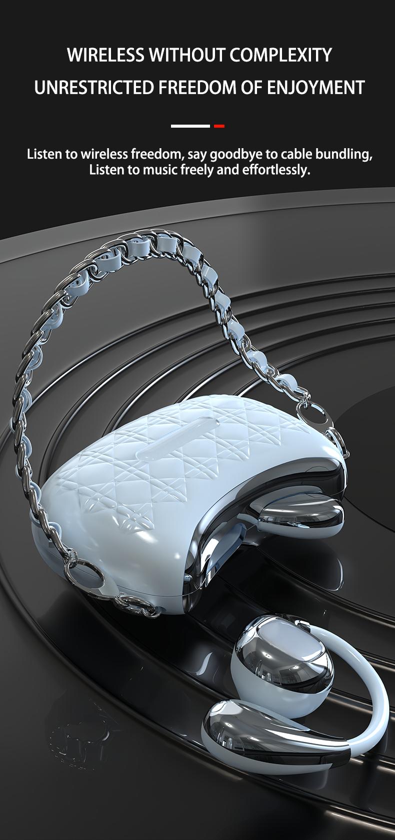 HYUNDAI YX46 Fashionable Open Wear Stereo Earphones Handbag Style Light Luxury Design, Comfortable Fit, Bluetooth 5.4, HIFI Sound, Sport & Travel Ready Perfect Gift for Girlfriend