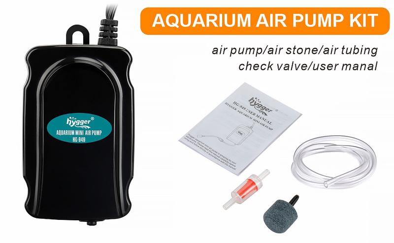 hygger Mini Aquarium Air Pump Kit Small Fish Tank Air Pump 1W for 5-20 Gallon Fish Bowl with Air Tube Air Bubbler Stone Check Valve Aquarium bubble tube