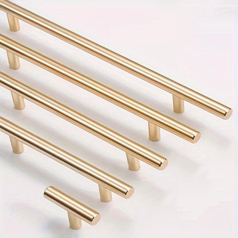 Set of 12 Golden Stainless Steel Knobs for Kitchen Cabinet Doors And Furniture Drawers, Featuring T-Bar Handles