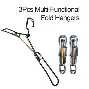 3PCS Multifunctional Outdoor Camping Hangers, Foldable, Portable, Lightweight and Compact Aluminum Alloy Travel Hangers, Standard Luxury Metal Hangers for Suits & Coats, Suitable for Outdoor, Travel and Home Use