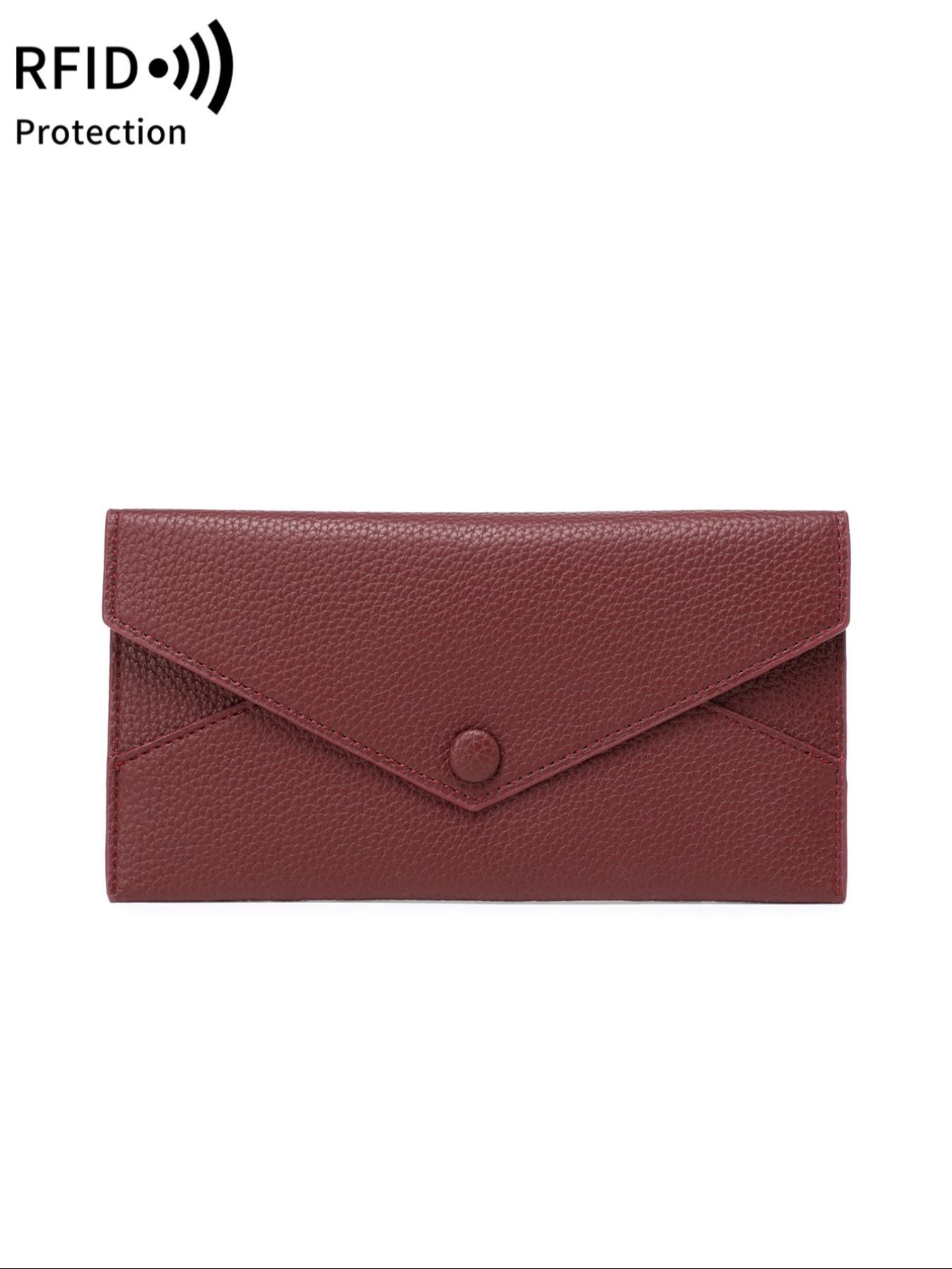 Women's Elegant Solid Color Long Wallet, Fashionable PU Leather Card Holder, Casual Trendy Versatile High-quality Daily Wallet