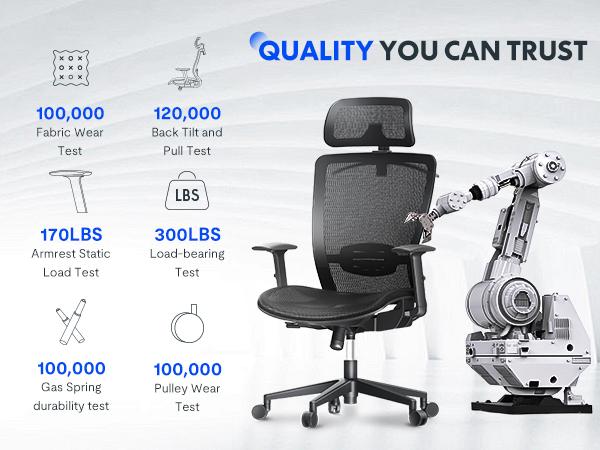 【TikTokShopBlackFriday】Executive Ergonomic Office Chair, Height Adjustable Mesh Computer Chair with Adjustable Headrest, Armrests, and Lumbar Support, Home Office Desk Chair, Gray