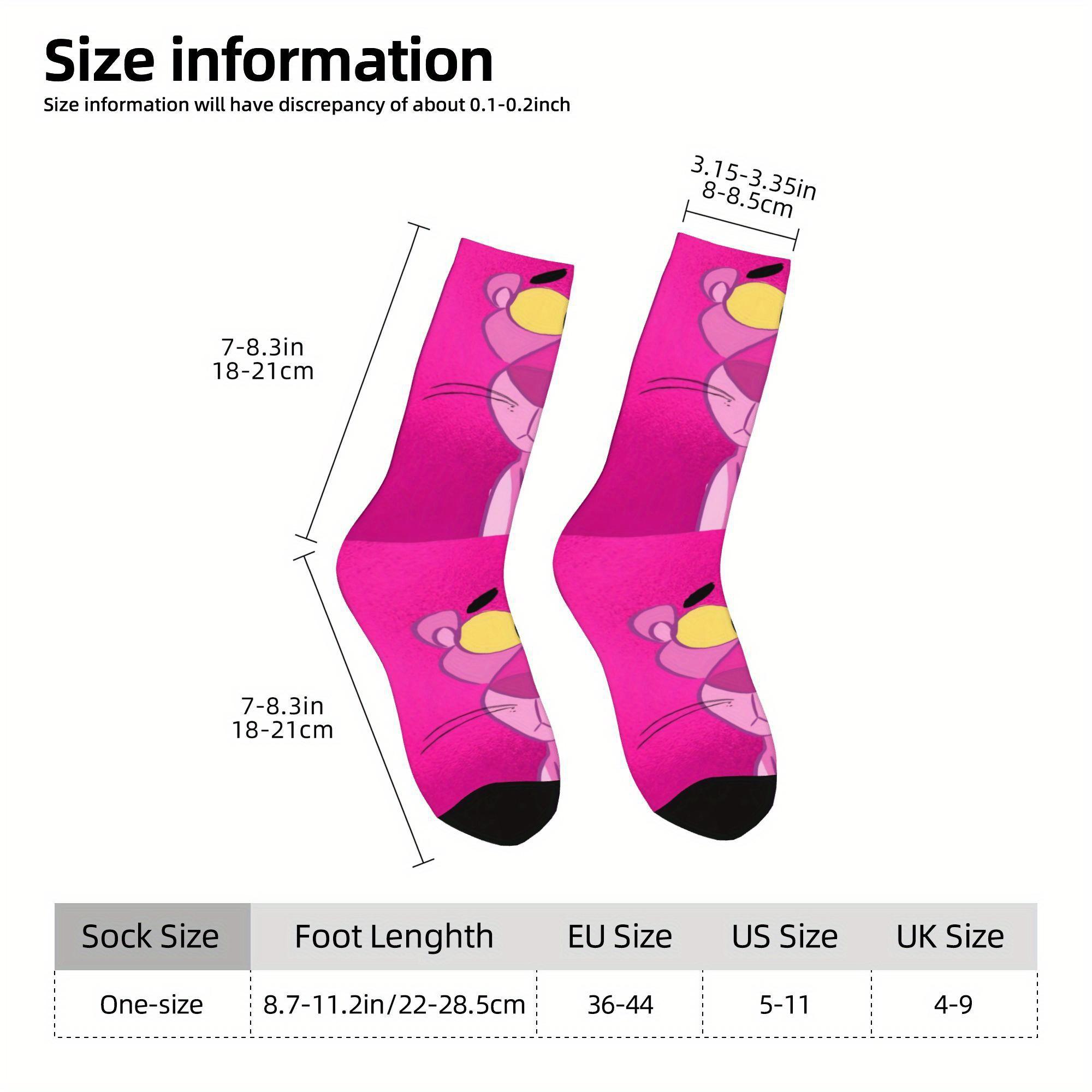 1pc BIIUDU Men'S Cartoon Leopard Print Crew Socks - Vibrant Pink & Black Novelty Socks with Playful Animal Design, Soft Polyester Blend, Comfortable & Stylish for Casual Wear, Novelty Socks, Comfortable Sock Material