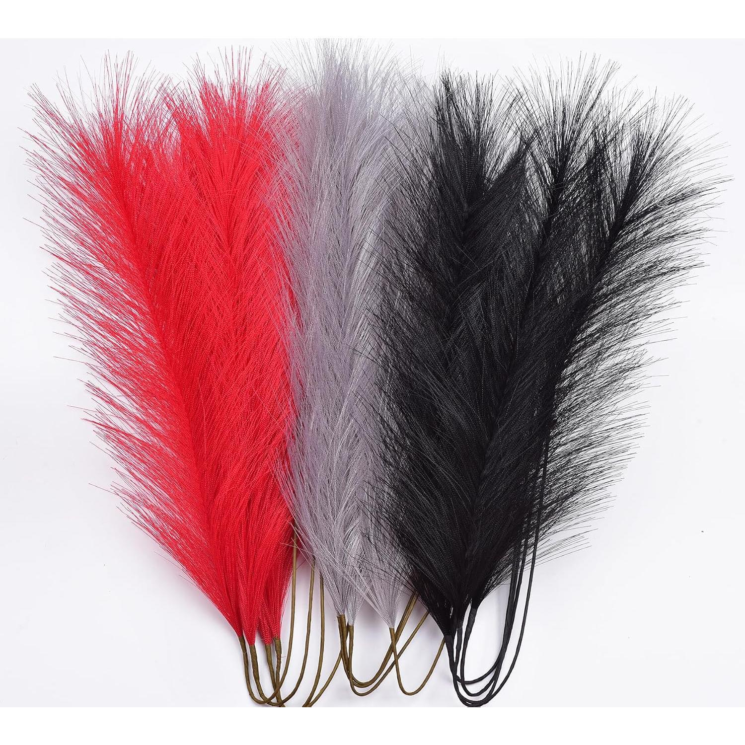 Red Pampas Grass Decor,23Inch 12 count Faux Pampas Grass Bouquets Artificial Pampas  Pampas Flower for  Living Room Bedroom Vase Decor