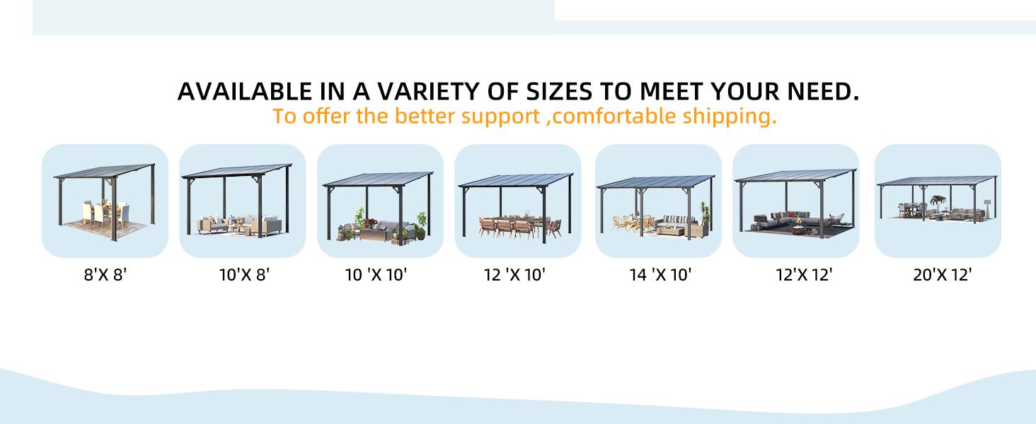 YODOLLA Gazebo for Patio Hard Top Lean to Pergola with Roof Large Wall-Mounted Heavy Duty Awnings for Outdoor Shade Canopy Adjustable Shade