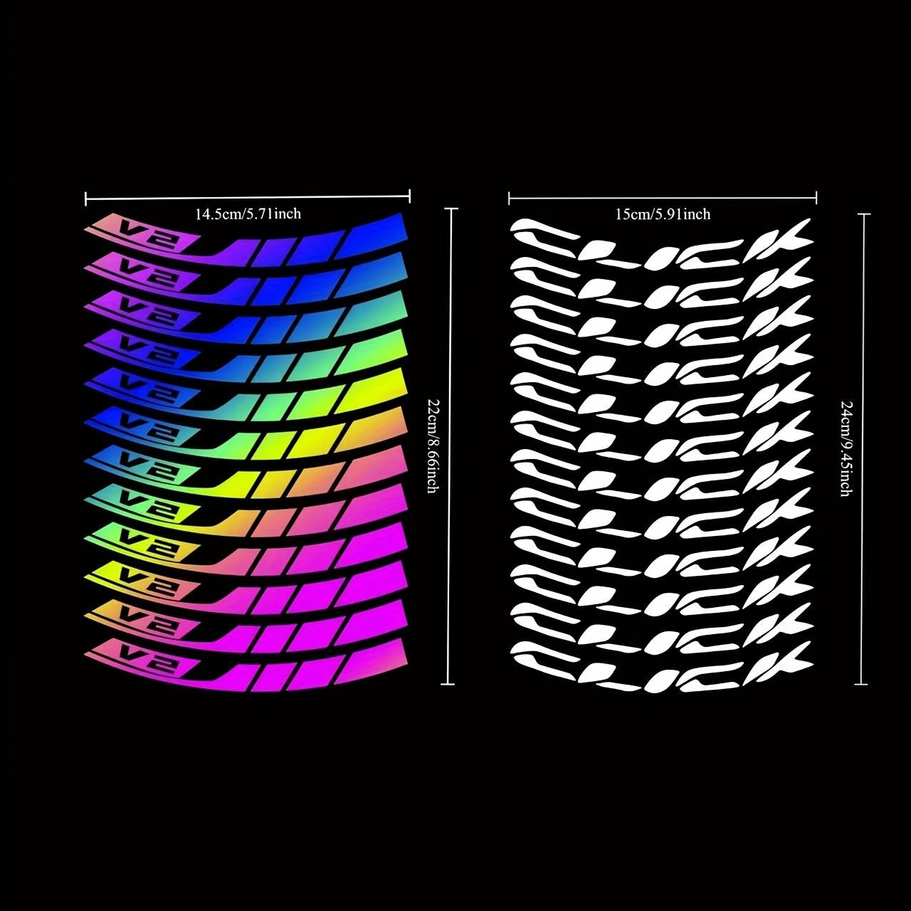 Set of 24 Reflective Stickers for Motorcycle Wheel Hubs Featuring Neon Yellow And Red Highlights, Designed for Safety, with Strong Adhesive Suitable for Tire Rims, Tire Stickers, And Motorcycle Safety Equipment, Easy to Apply