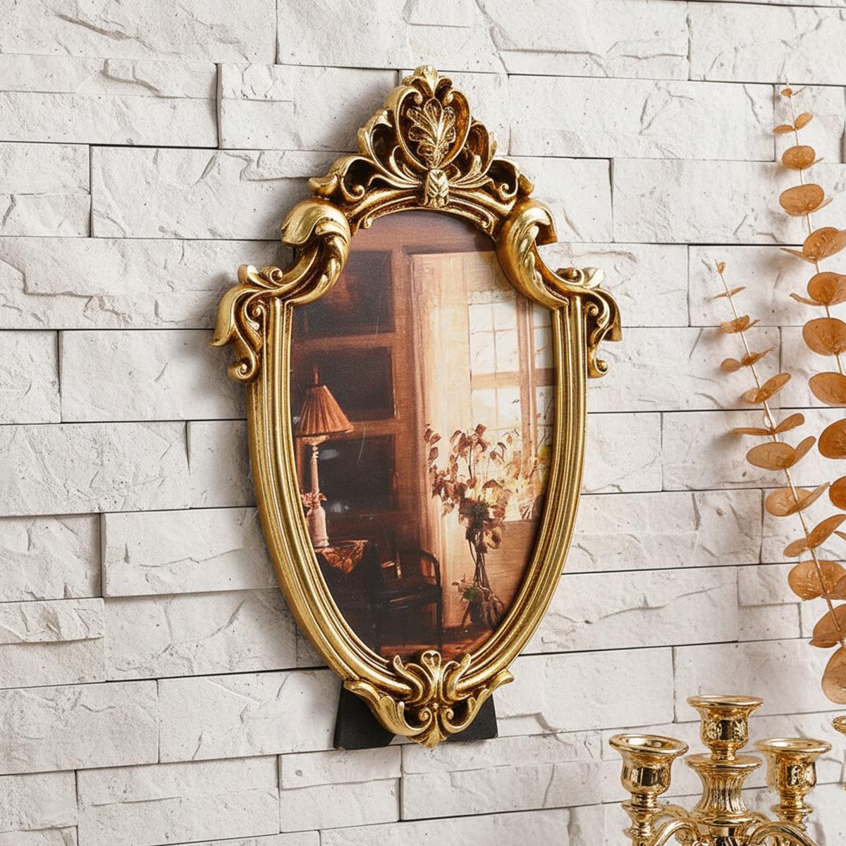 European Classical Oval Frame, Wall-Mountable or Tabletop, Includes Random Insert Paper, Ideal for Home Decor Photo Display