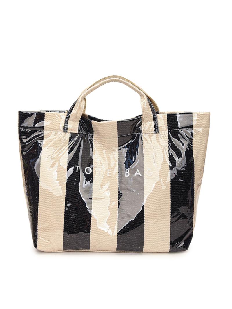 New Large Capacity Striped Tote Bag, Simple Fashion Colorblock Handbag, Daily Commute Shopping Bag, Women's Underarm Bag, Commuter Tote Bag