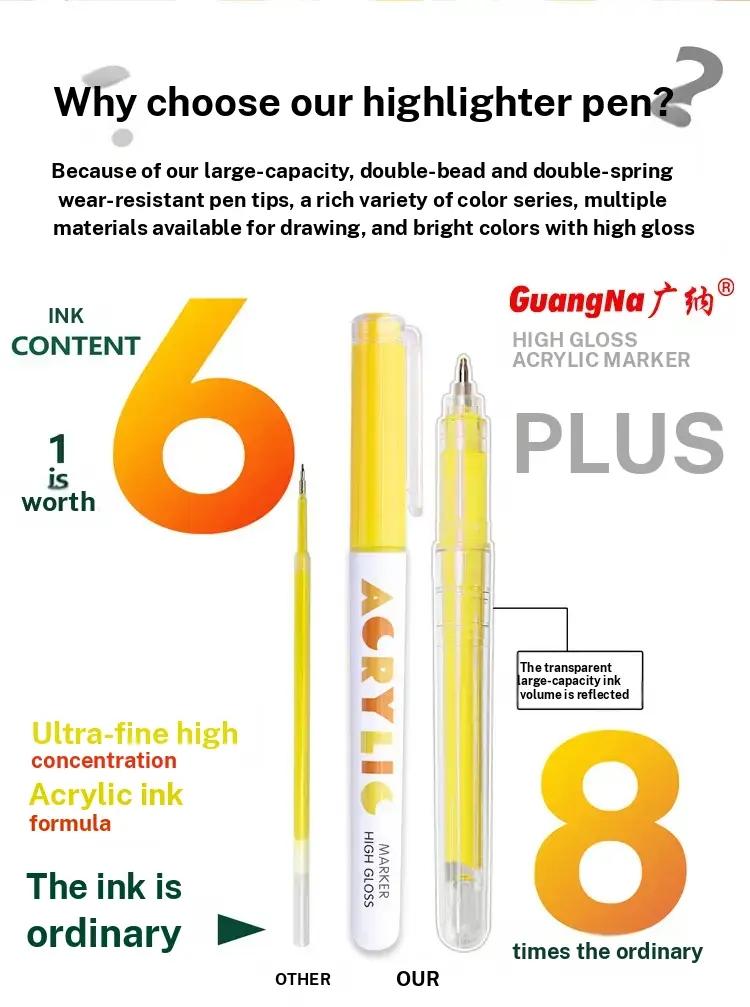 GuangNa High Gloss Acrylic Markers,1mm Bullet Nib Acrylic Paint Pens,Art Markers Pen,Bright Colors,Big Capacity ink,Wide Range of Uses,For Rock Painting, Canvas, Wood, Glass, Ceramic, Fabric, Plastic, Egg,Gift For Back To School,Marker Pen Set
