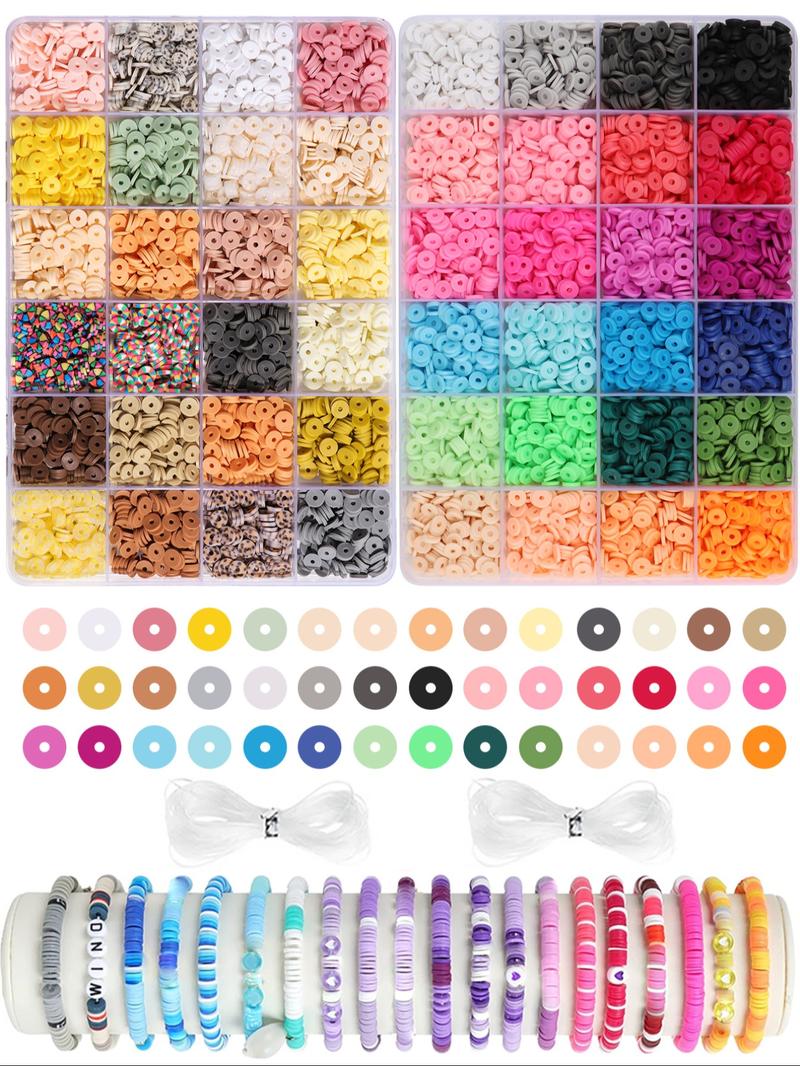4800pcs Soft Clay Beads Bracelet Making Kit, Friendship Bracelet Set, Flat Beads for Jewelry DIY, Necklace Handmade Gift, Bead Assortment