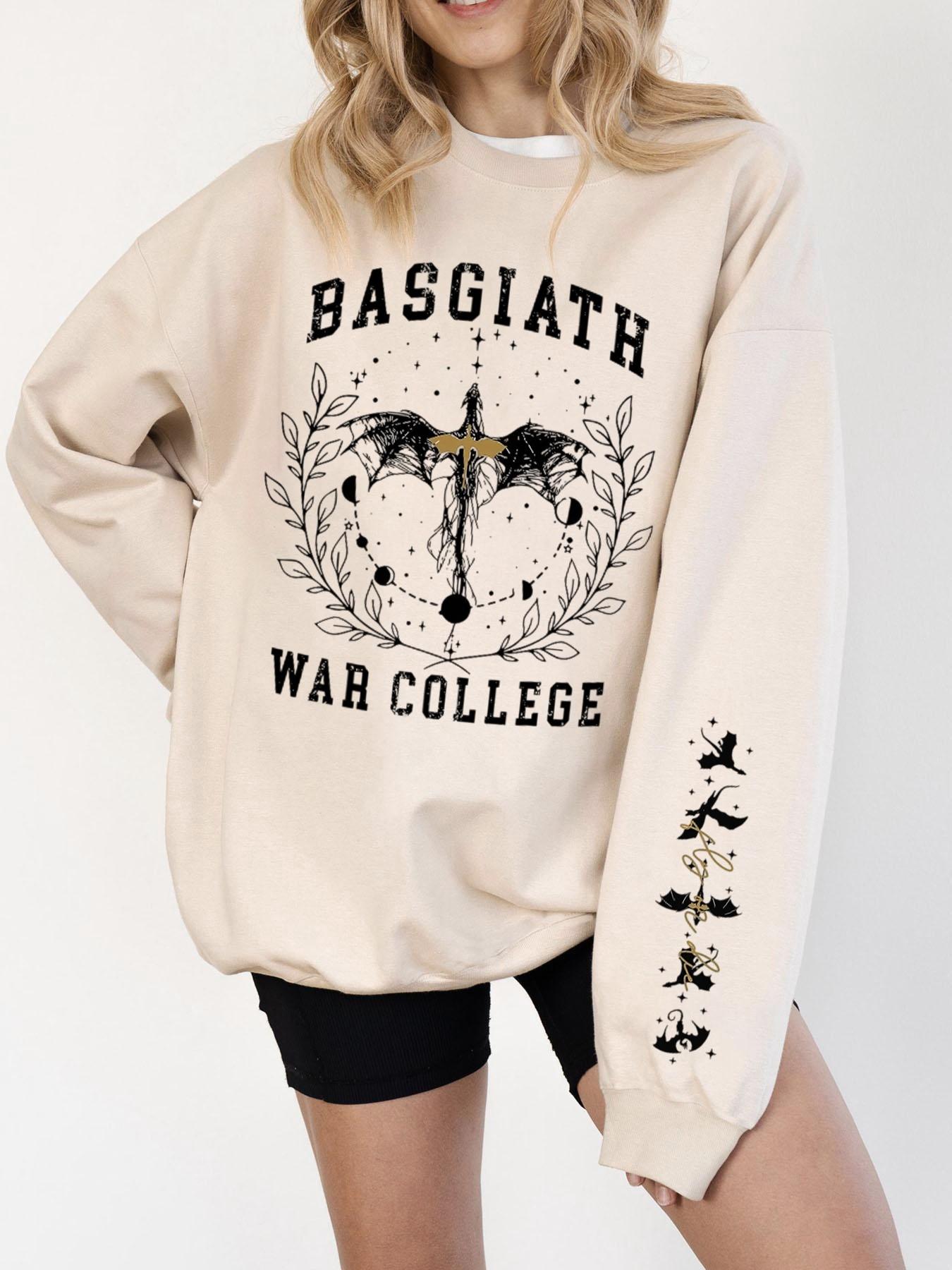 Fourth Wing Basgiath War College Long Sleeve Sweatshirt | Dragon Rider Graphic Pullover | Booktok Merch For Fantasy Lovers | Womenswear