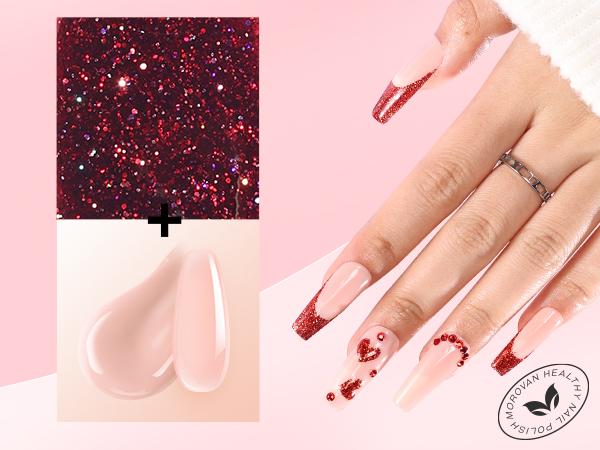 Morovan Blossom Series Acrylic Nail Kit with UV Lamp 4Colors Gel Polish 12Glitter Powder Complete Tools for Beginners Manicure Cuticles