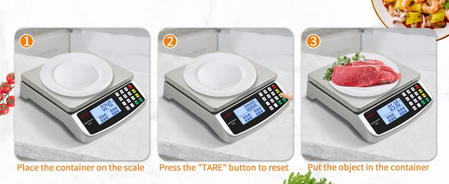 Food 88lb/40kg Large 0.05oz/1g with Price Computing 304 Stainless gram for Baking Cooking Meat Restaurant ,USB or AA Battery(Included)