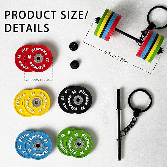 Mini Dumbbell Keychain, Fitness Weight Plate Keyring, Gym Lover Gift, Portable Bag Charm, Motivational Workout Accessory for Men Women