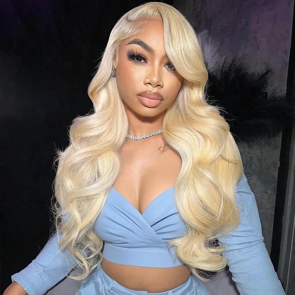 [26 Inch Only $139] STERLY 250% Density #613 Blonde 13x6 Long Straight Full Lace Frontal Body Wave Wigs Fashion Color blonde Wig Smooth HD Transparent Lace Front Wig