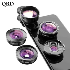 Qrd 5 in 1 4K HD Phone Camera Lens Kit, 170° Super Wide Angle, 110° Wide Angle, 10x Close Up, 2x Telephoto, Fisheye Lens for Smartphones
