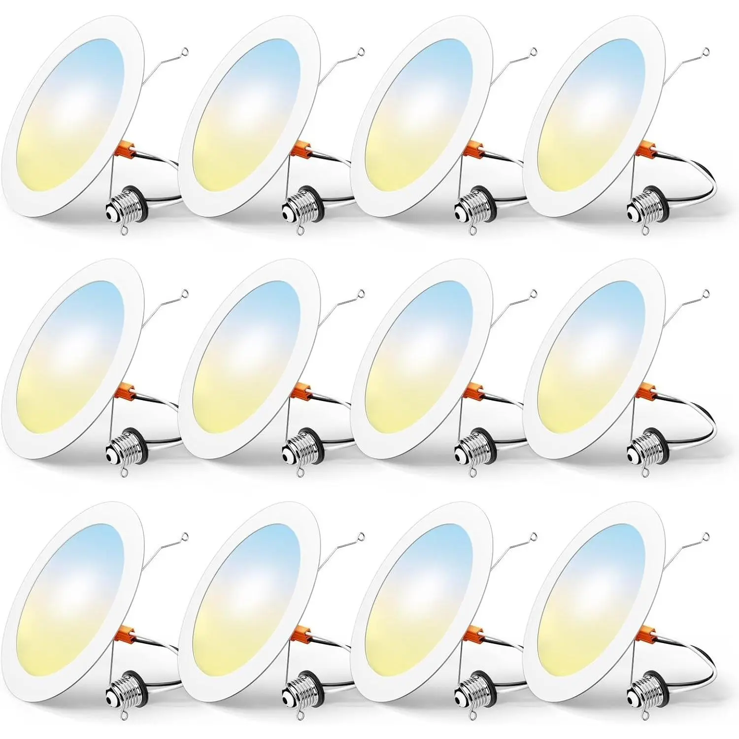 12 Pack Retrofit LED Recessed Lighting 6 Inch, Selectable 2700K/3000K/4000K/5000K/6000K, Dimmable Flat LED Can Lights, 10W=110W, 1000LM, IC & Damp Rated, ETL & FCC, White