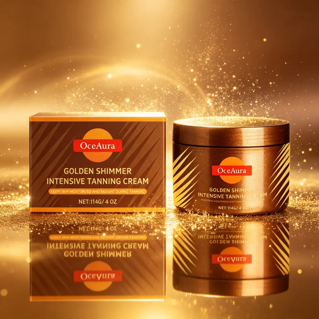 OceAura Gold Shimmer Tanning Gel | Extreme Dark Tan Accelerator | Carrot Oil & Coconut Infused | Non-Greasy Water Resistant | Vitamin A&E for Sun-Kissed Glow All Day