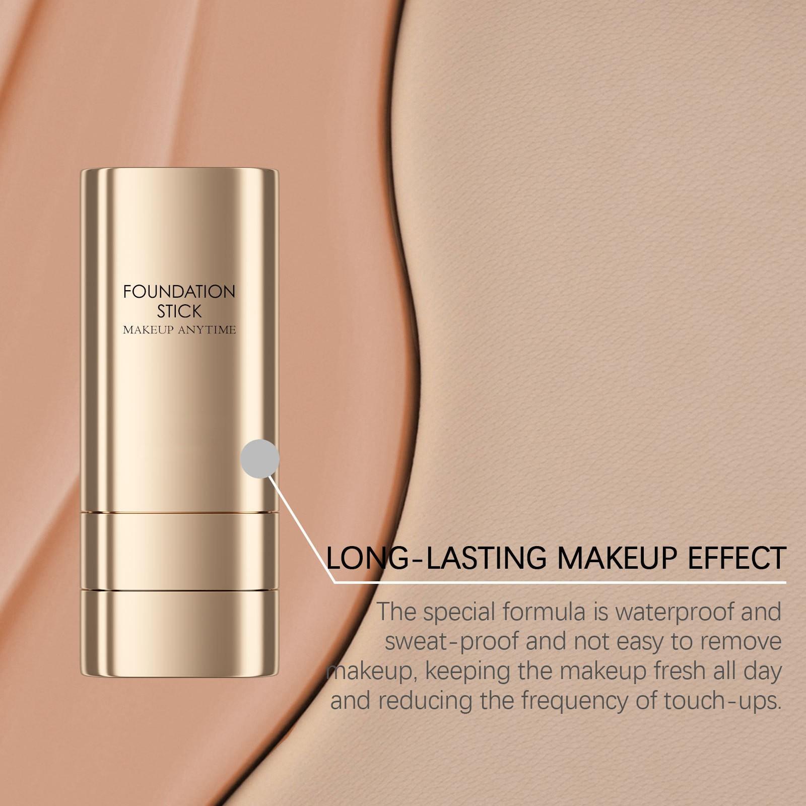 Luminous Dual-Ended Moisturizing Concealer Foundation Stick with Brushes Complimentary Puff 24H Long-Lasting Waterproof Sweatproof One-Swipe Even Flawless Base Clear Radiant Skin Foundation Stick