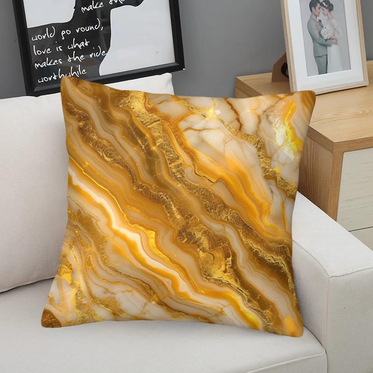 Marble Print Throw Pillow, Modern Luxury Decorative Pillow, Soft Square Cushion with Zipper Closure, Ideal for Sofa, Living Room and Bedroom Decor, Perfect Gift for Fluid Art Enthusiasts