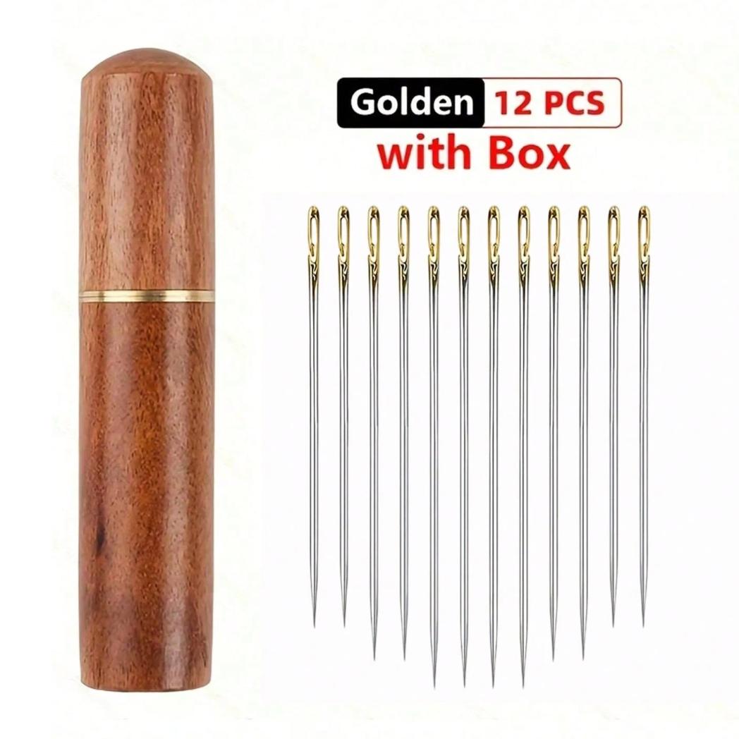 12-Pack Stainless Steel Sewing Needles with Side Holes, Elderly Handmade Sewing Needles, DIY Home Craft Supplies, Tail, Silver Color Tail