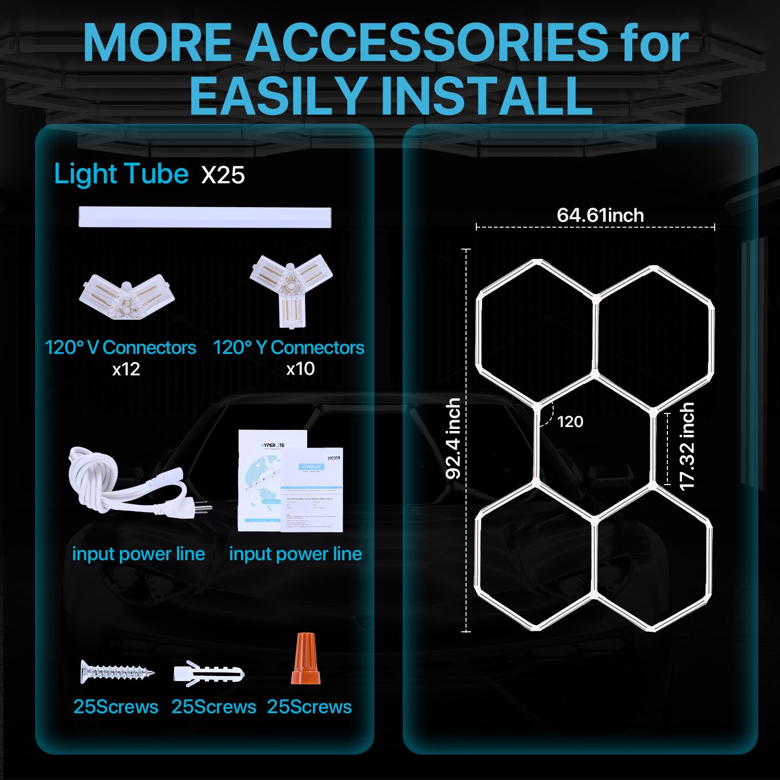 HYPERLITE DIY Hexagonal Ceiling Light, Honeycomb Ceiling Light,Ultra Bright 3960 Lumens-54780 Lumens Honeycomb Lights,（Dimmable） Hexagonal Garage Lights for Shops Supermarkets Shopping Malls Car Shows Basements Gymnasiums, SpringGlowUp