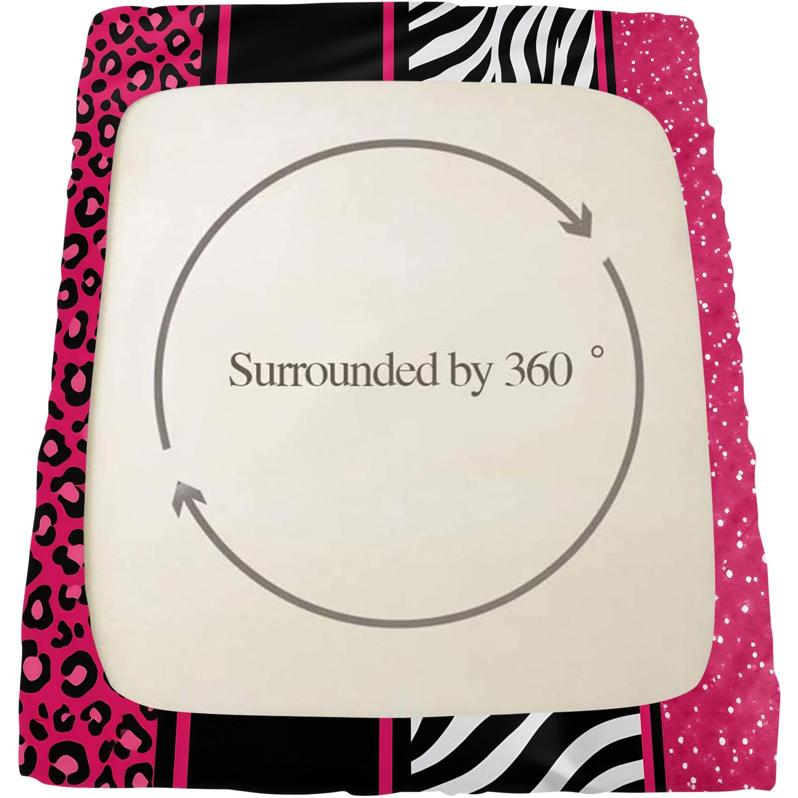 3Pcs Sweet Cool Leopard Zebra Print Fitted Sheet Set, Color Block Patchwork Print, Durable Wrinkle Resistant No Pilling, Perfect for Graduation Season Rental Room Personalized Bedroom Arrangement