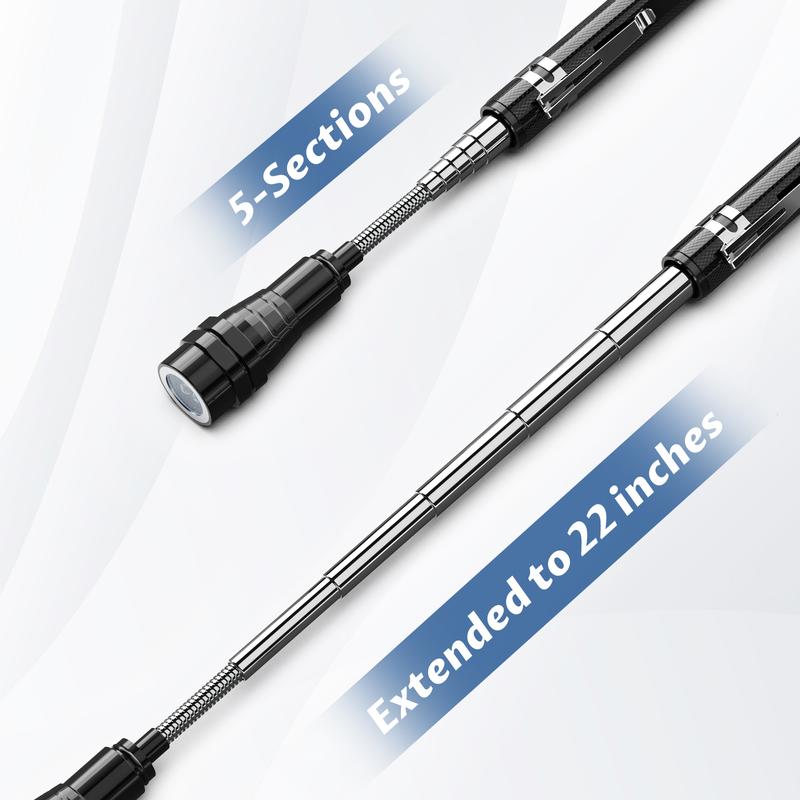 Telescoping Magnetic Pickup Tool with 3 LED Light, Magnet Flashlight, Extendable Neck up to 22 Inches, 360° Degree Flexible Neck, Gifts for Engineers, Mechanic, Men, Dad, Father, Husband, Boyfriend