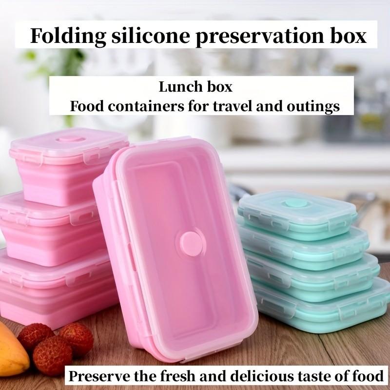 Food Grade Foldable Silicone Lunch Box, Microwave Safe Sealed Bowl, Portable Bento Box for Office Workers and Students, Refrigerator Storage