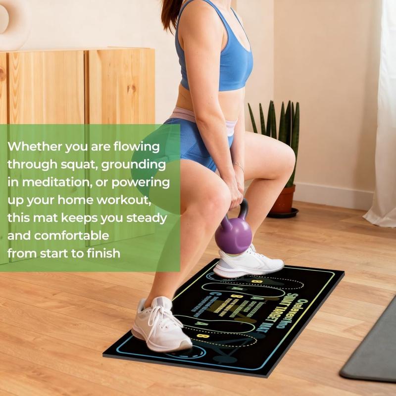 Pilates Squat Guide  with ft Position Markers, Professional Lightweight Non-Slip Training  for Home Gym, Travel high jump mat anti-slip fitness workout accessory