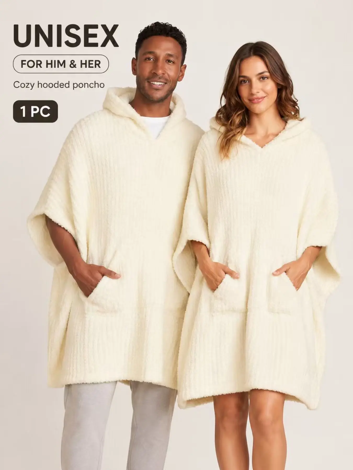 【COZY Soft Plush Feel】Soft Half Fleece Fabric Couple Hooded Capelet Vest, Cloud-Like Comfort for Daily Wear, Perfect for Home Relaxation and Outdoor Fashion