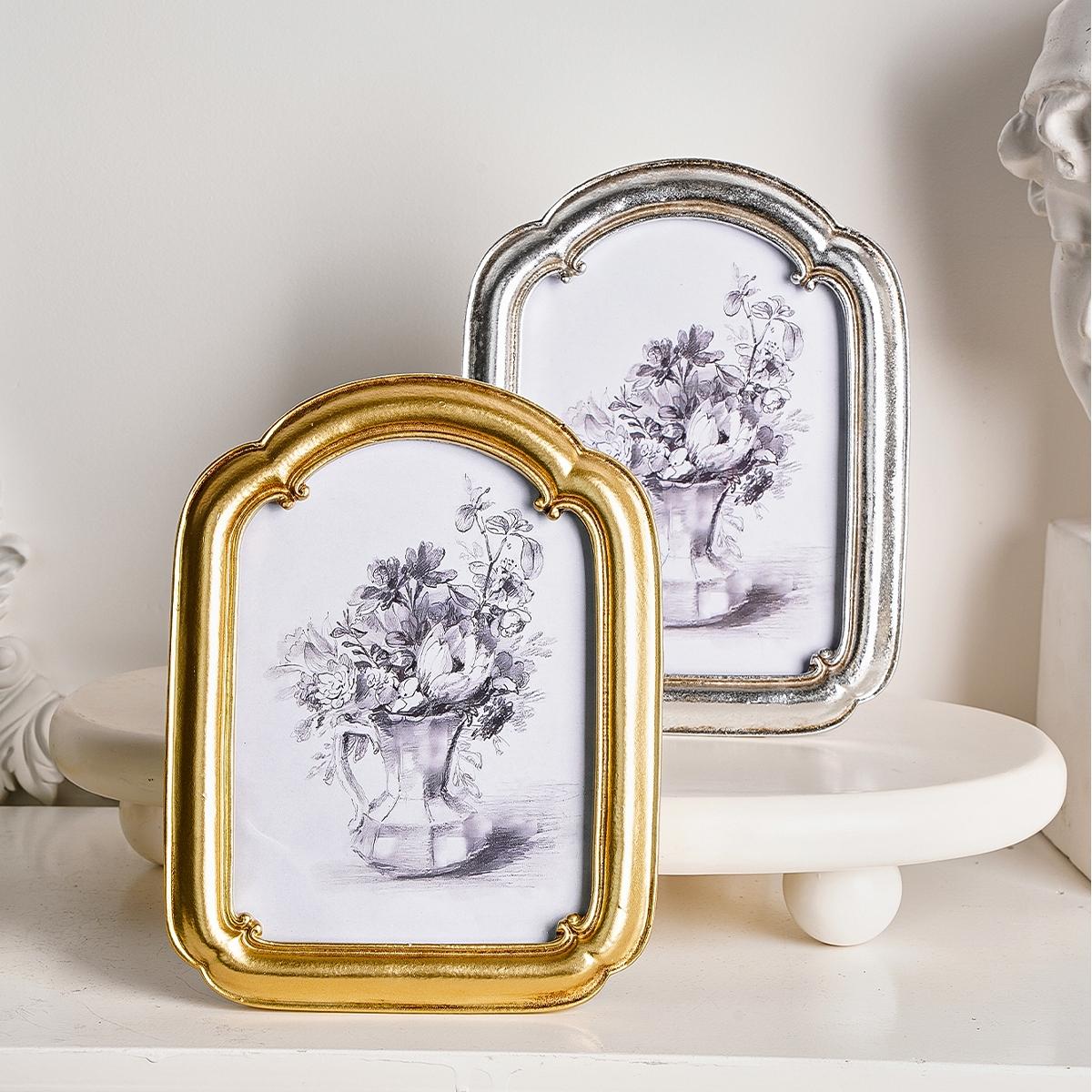 Resin Material Silver Color Border Curved Door Decorative Frame, Multi-Color Options, Simple Home Desktop Decoration