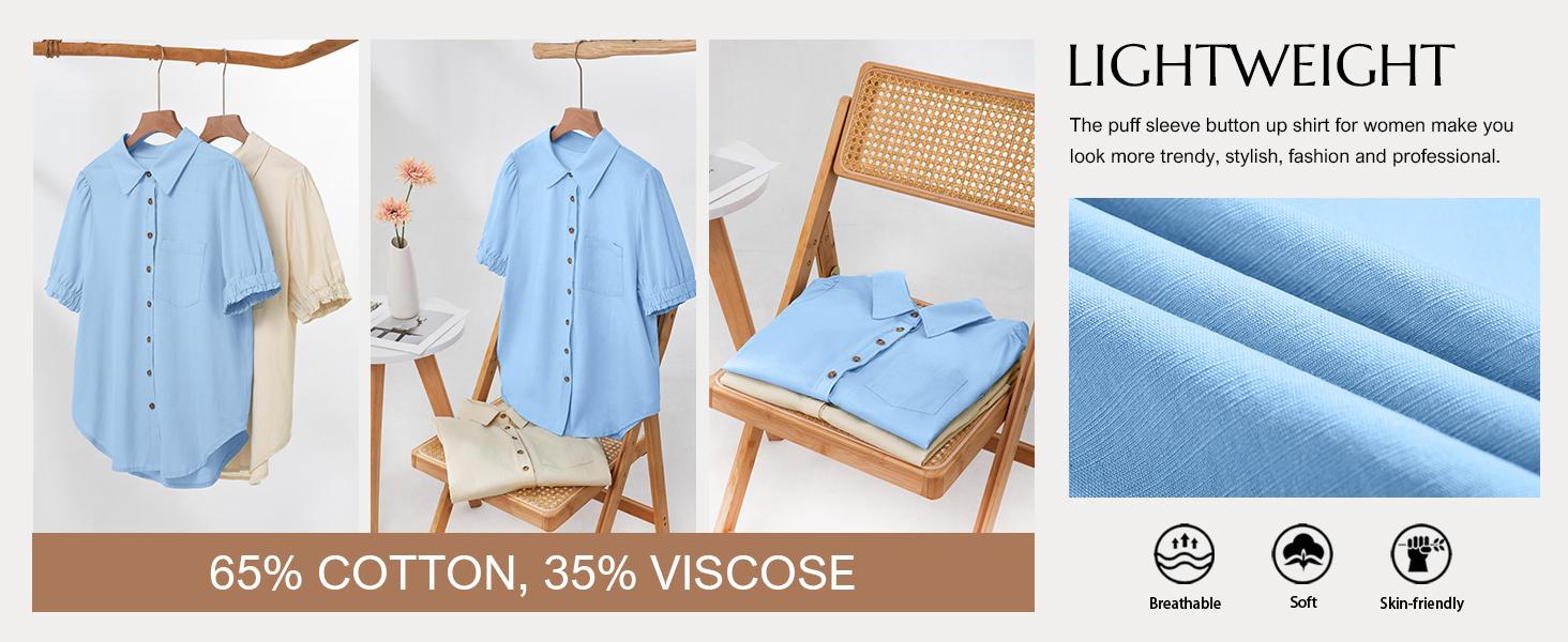 Cicy Bell Womens Puff Short Sleeve Button Down Shirts Summer Casual Collared V Neck Blouse Linen Loose Fit Work Tops Cicy Bell Womens Puff Short Sleeve Button Down Shirts Summer Casual Collared V Neck Blouse Linen Loose Fit Work Tops
