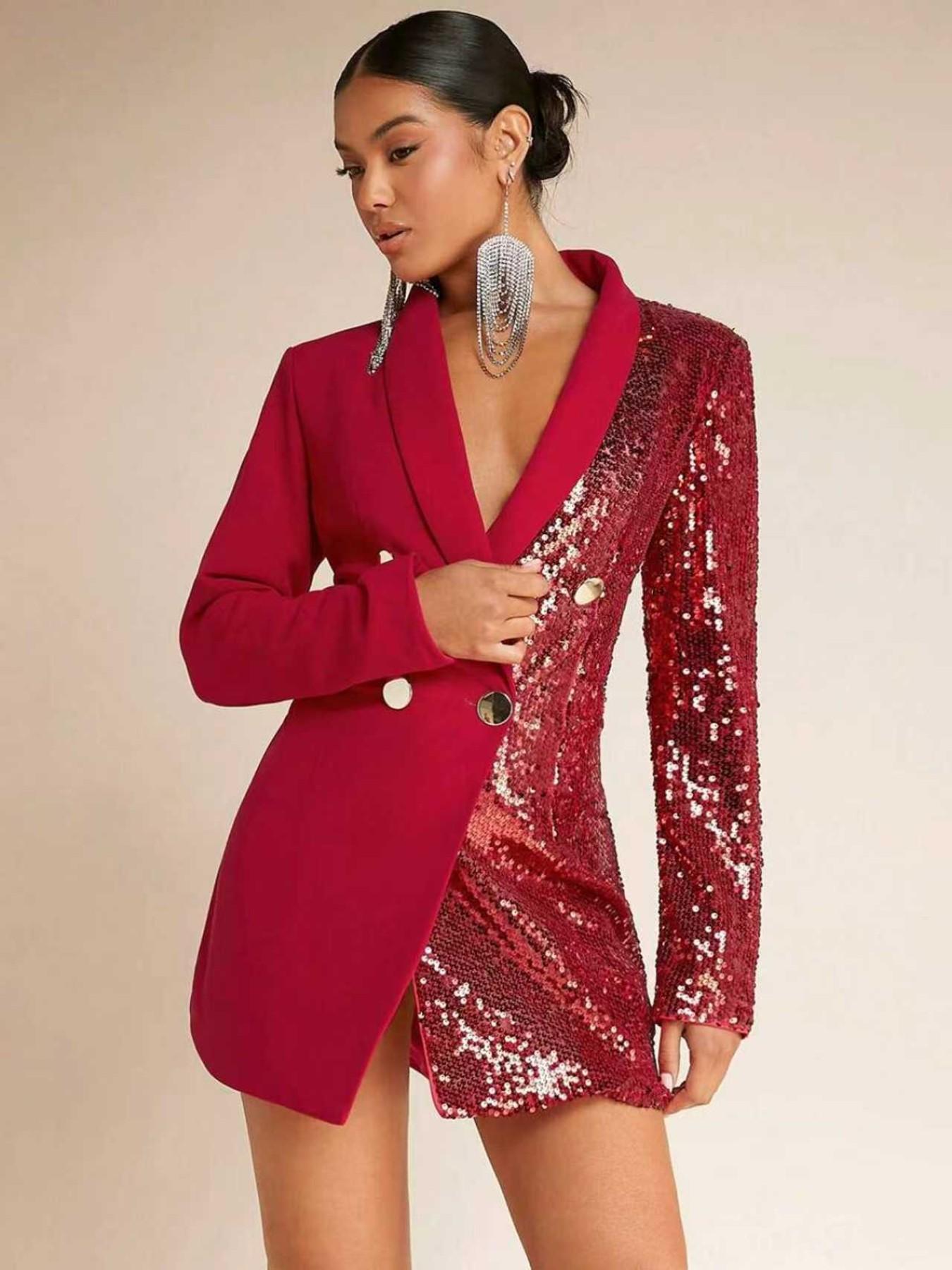 Women's Two-Button Suit Jacket Set, Long Sleeve, Perfect for Fall & Winter, Home Wear, Indoor & Outdoor, Casual Fitted Style