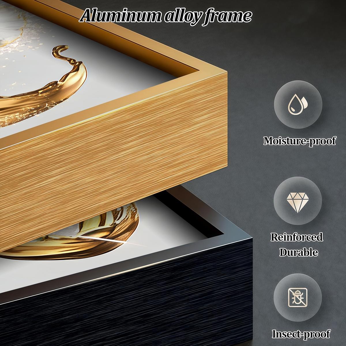 3 Counts Aluminum Alloy Framed Painting, Elegant White Iris And Golden Splash Art Pictures, Home Decoration For Living Room, Bedroom, Office, Restaurant, Hallway Wall Decor, Odorless Print Artwork, Luxury Perfect Gift For Friends And Family