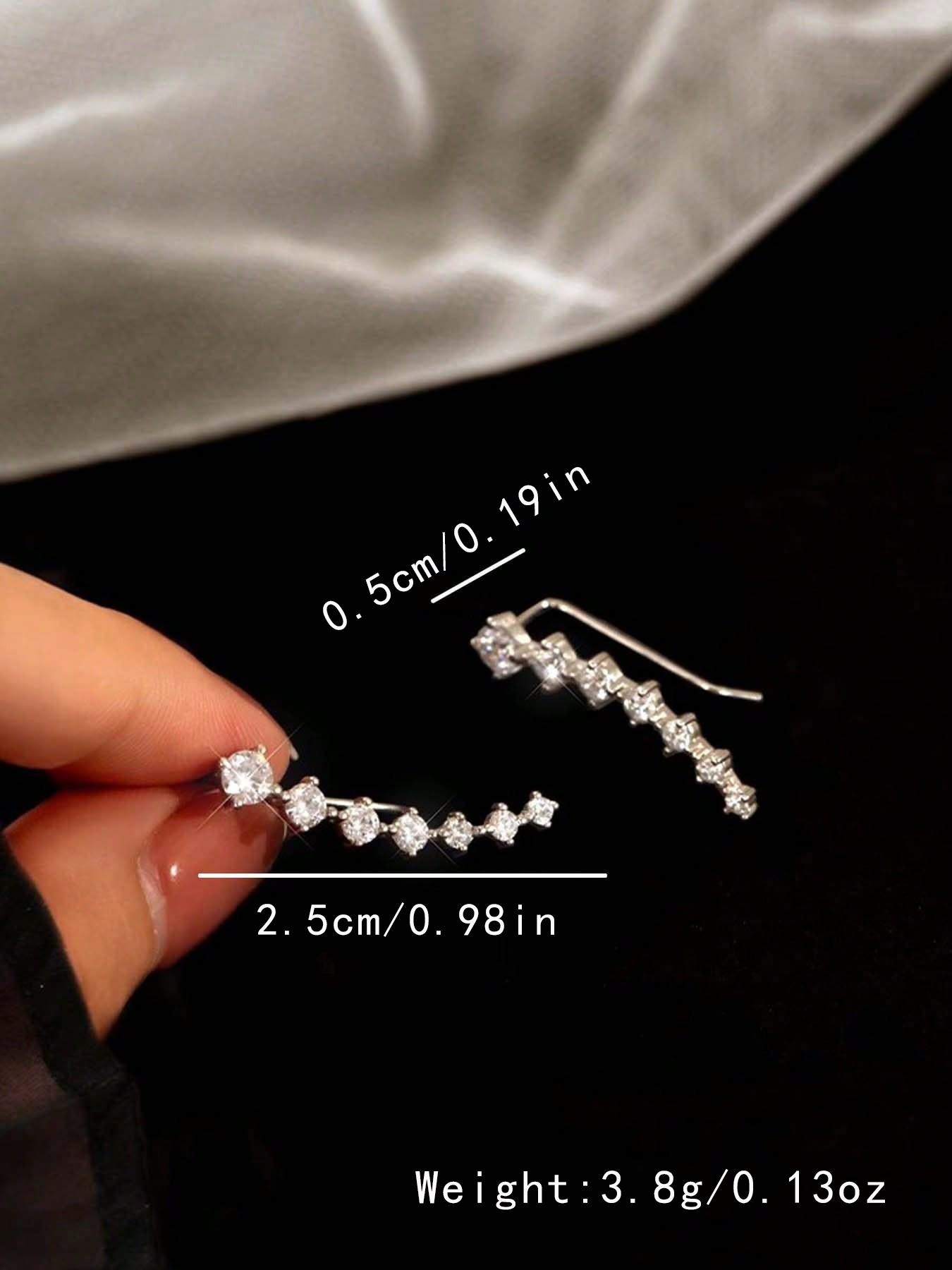Rhinestones Embellished Ear Climber Earrings, Unique Elegant Jewelry Design, Stylish Accessory for Women, Perfect for Any Occasion, Fashion Jewelry Party, Trendy Jewelry, Fashionable Jewelry Accessories