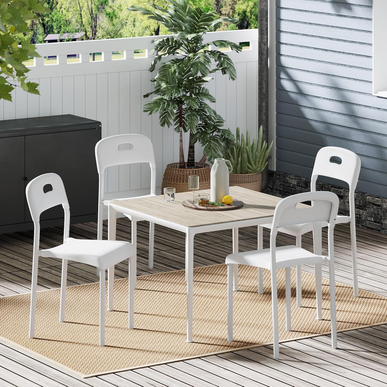 Dining Chairs, Stackable Modern Kitchen Chairs, Plastic Dining Room Chair with Metal Legs, Easy Assembly, Waterproof & Stain-Resistant, Suitable for Indoor and Outdoor