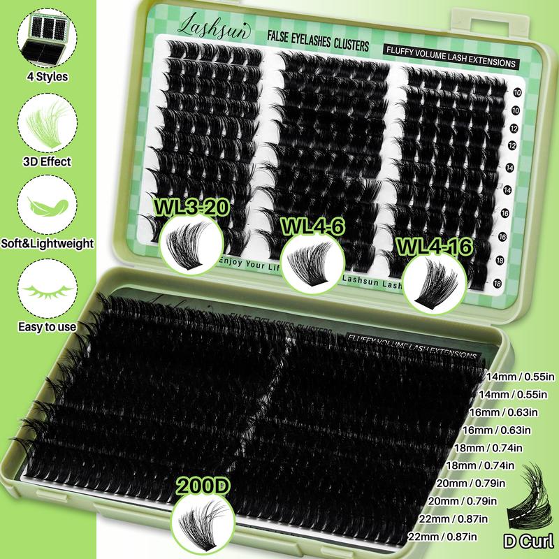 540PCS D Curl 4 styles 10-18mm/14-22mm Mixed Length Volume & 3D Effect Individual Lashes Kit Soft And Comfortable False Eyelashes Long-Lasting Lashes Kit With Lash Bond&Seal Lash Remover And Tweezers, Perfect for Beginners&Proficient, DIY at Home Easily
